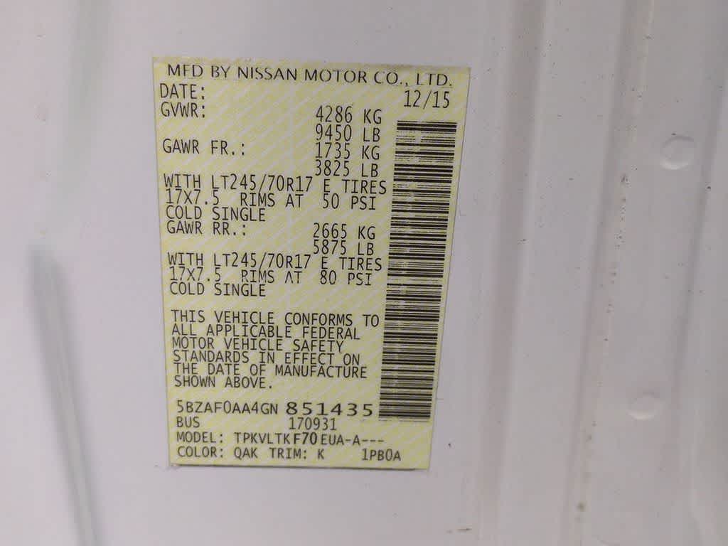 2016 Nissan NV Passenger SV