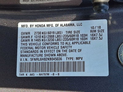 2019 Honda Odyssey Touring