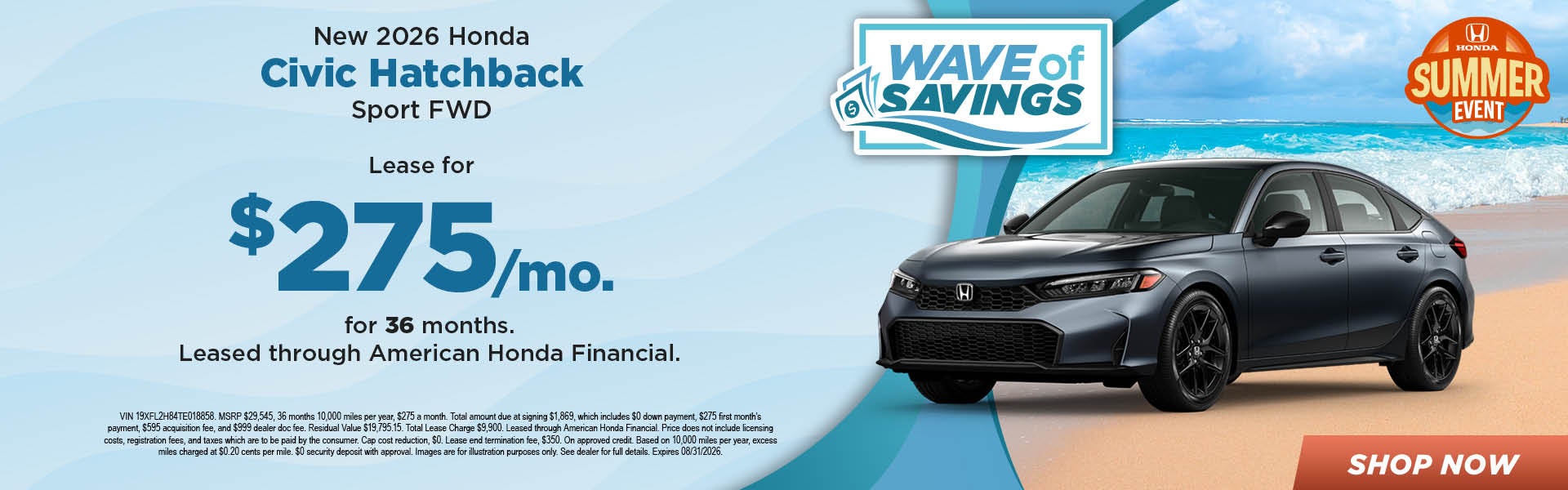2026 Honda Civic Hatchback Lease
