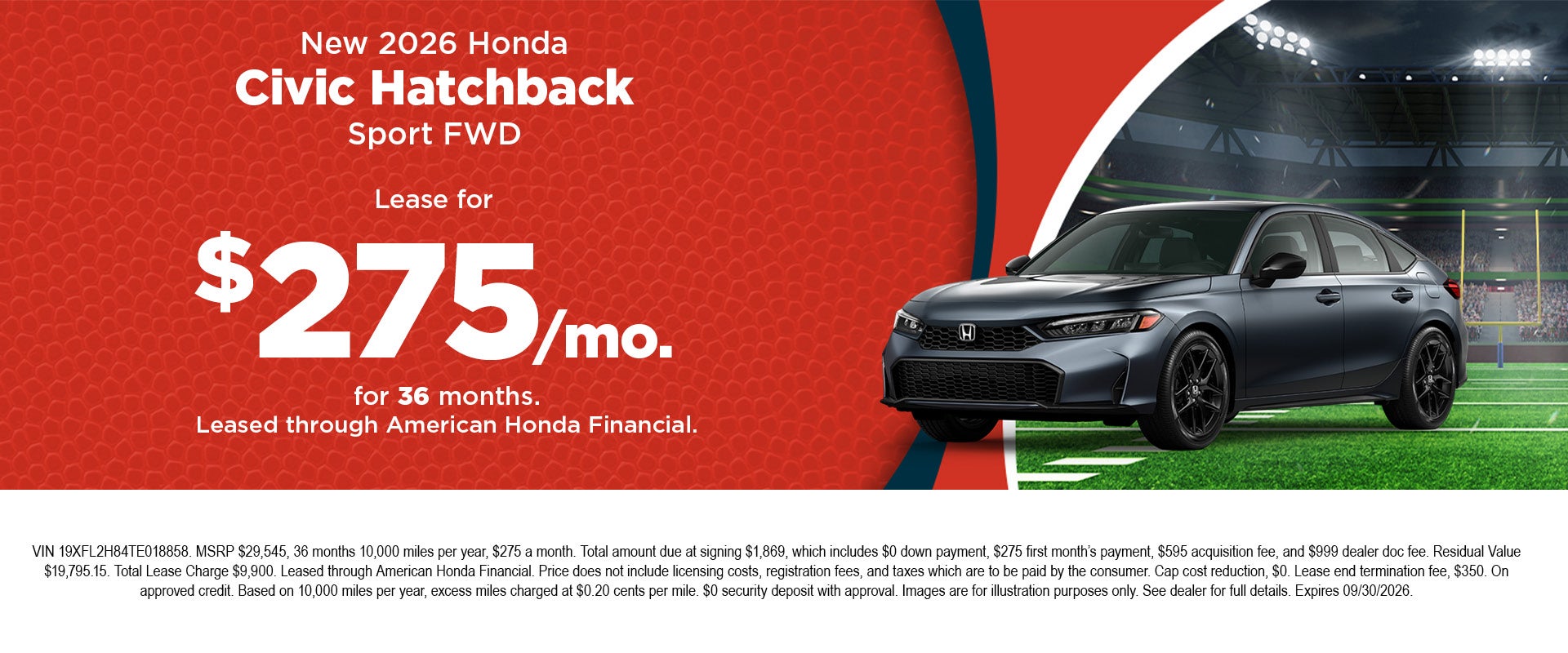 New 2026 Honda Civic Hatchback Sport FWD