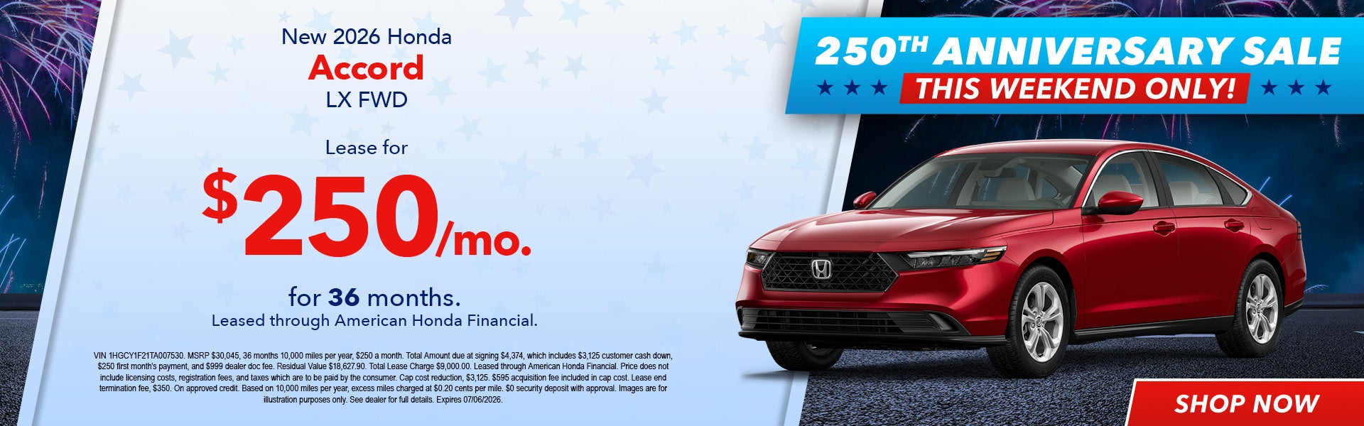 2026 Honda Accord Lease