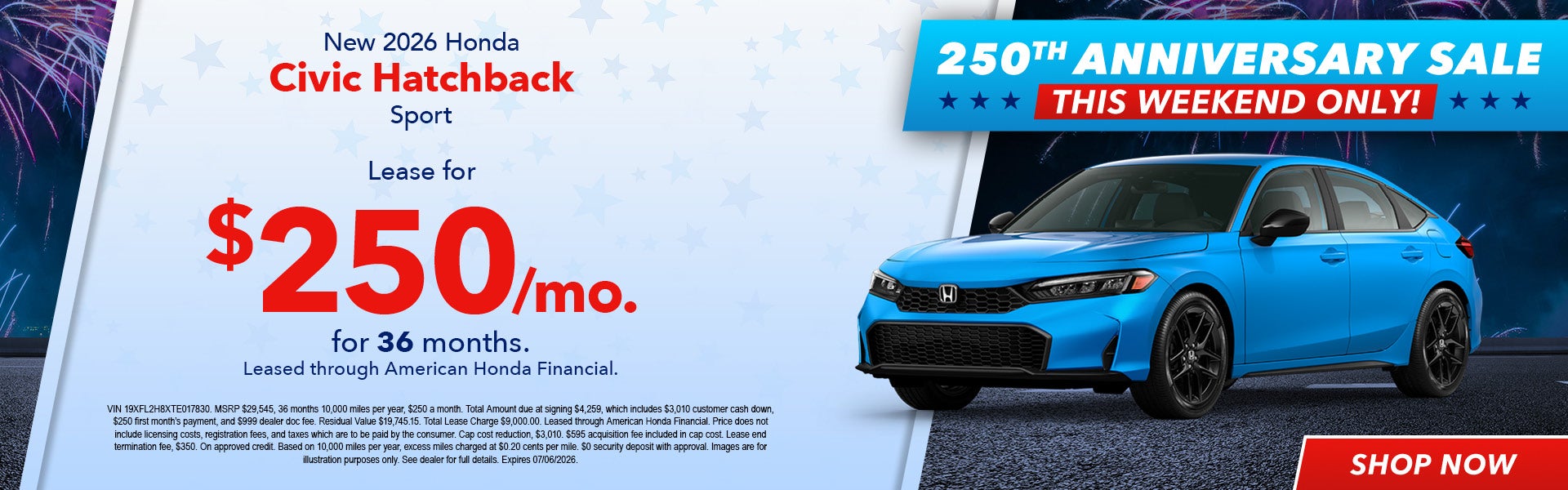 2026 Honda Civic Hatchback Lease