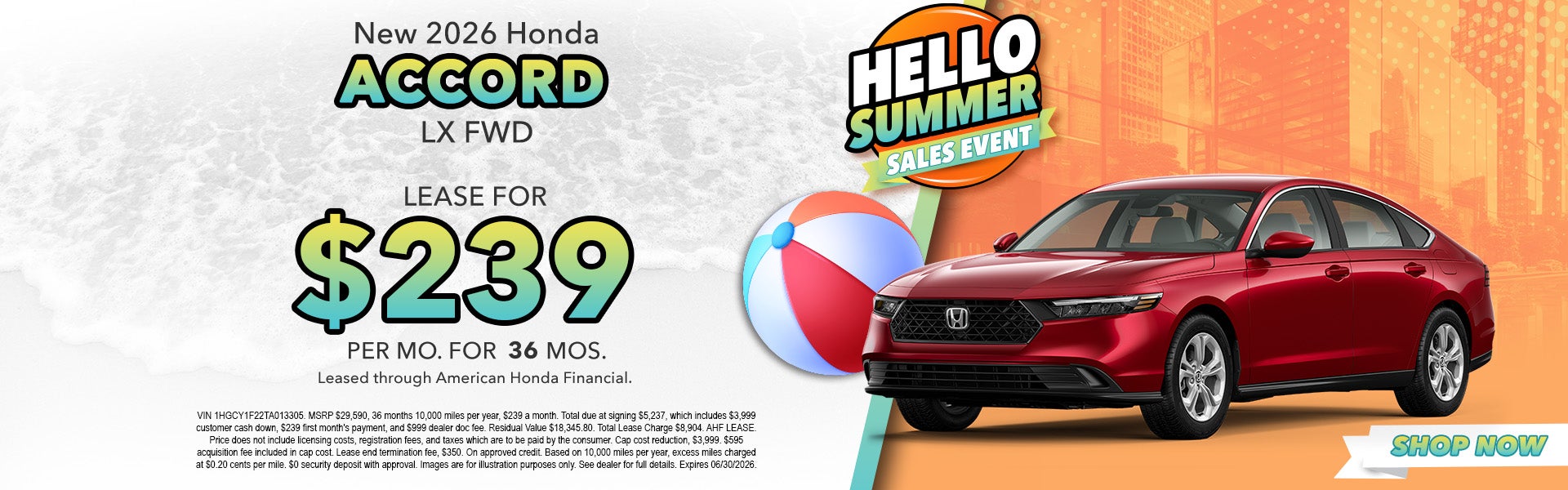 Honda Accord lease deal