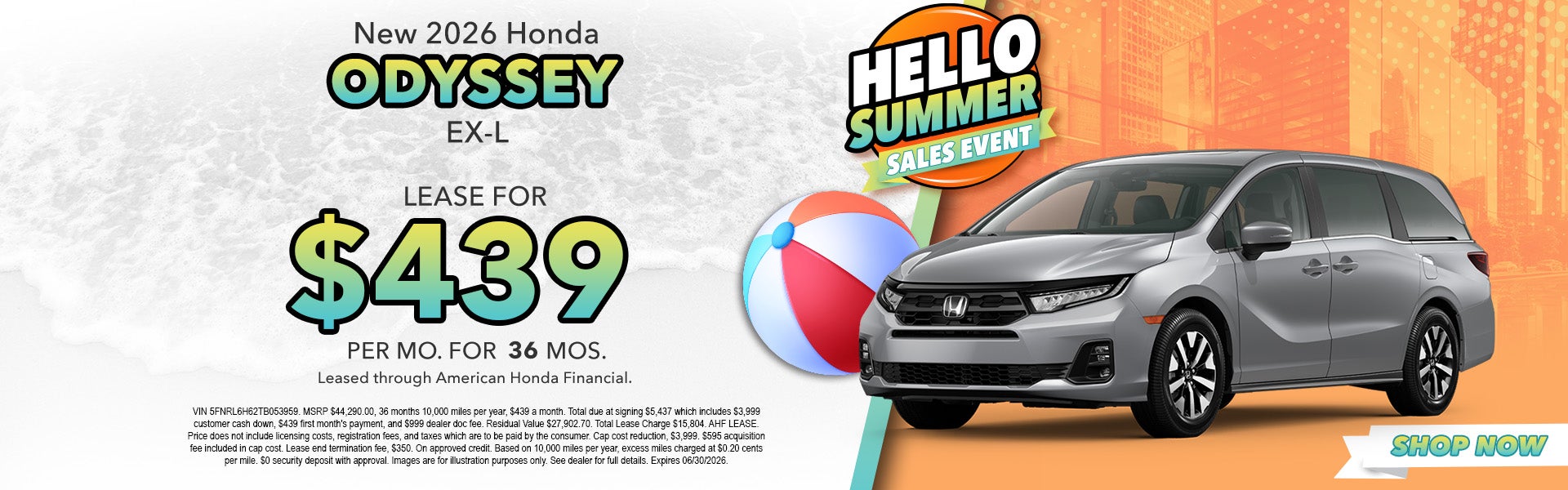 Honda Odyssey lease deal