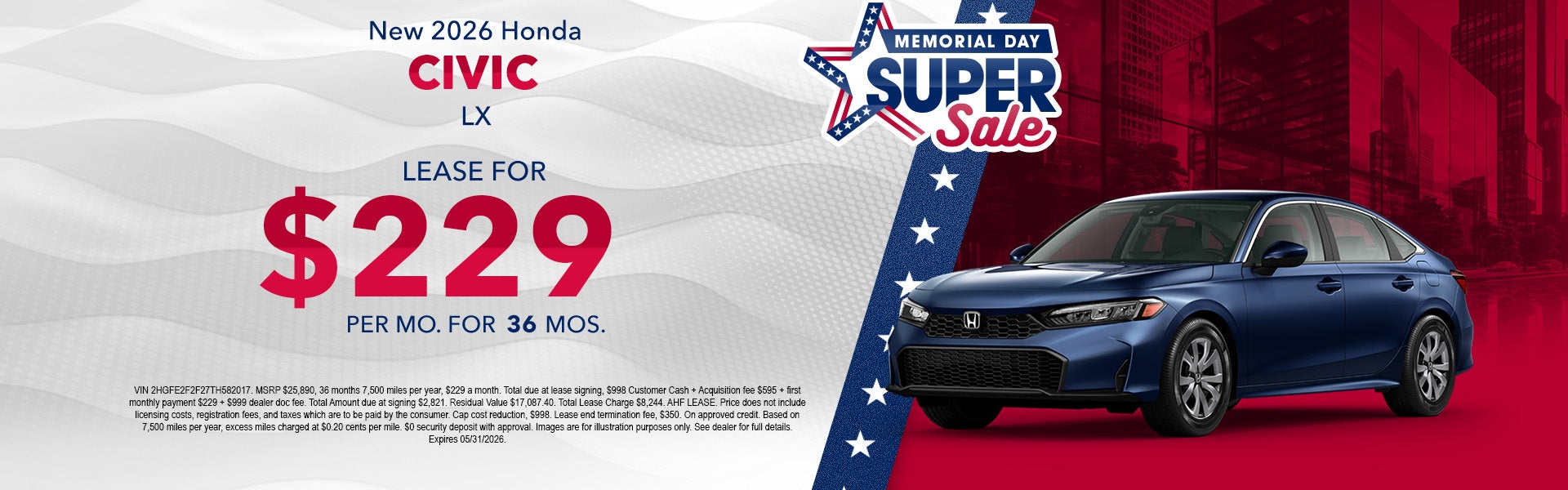 New 2026 Honda Civic LX CVT FWD